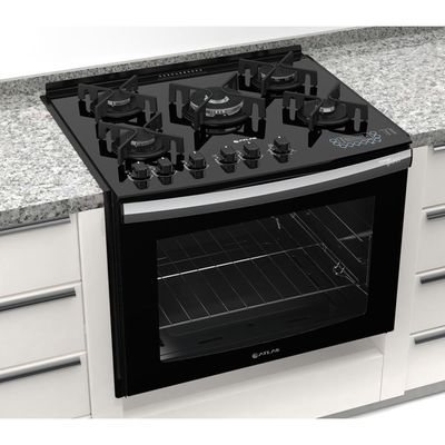 Fogão de Embutir Atlas 5 Bocas Top Gourmet Glass com Timer Digital Bivolt, Preto Menor preço em Fogão de Embutir Atlas 5 Bocas Top Gourmet Glass com Timer Digital Bivolt, Preto