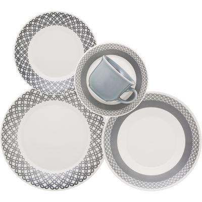 Aparelho de Jantar 20 Peças Oxford Biona Actual Rendeira, Branco/Cinza Menor preço em Aparelho de Jantar 20 Peças Oxford Biona Actual Rendeira, Branco/Cinza