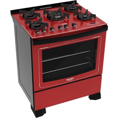 Fogão Dako 5 Bocas Dakolors com Grill Elétrico Bivolt, Vermelho Menor preço em Fogão Dako 5 Bocas Dakolors com Grill Elétrico Bivolt, Vermelho