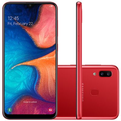 Menor preço em Smartphone Samsung Galaxy A20 SM-A205G, Android 9.0 Octa Core 32GB Câmera Dupla Traseira Tela 6.4", Vermelho
